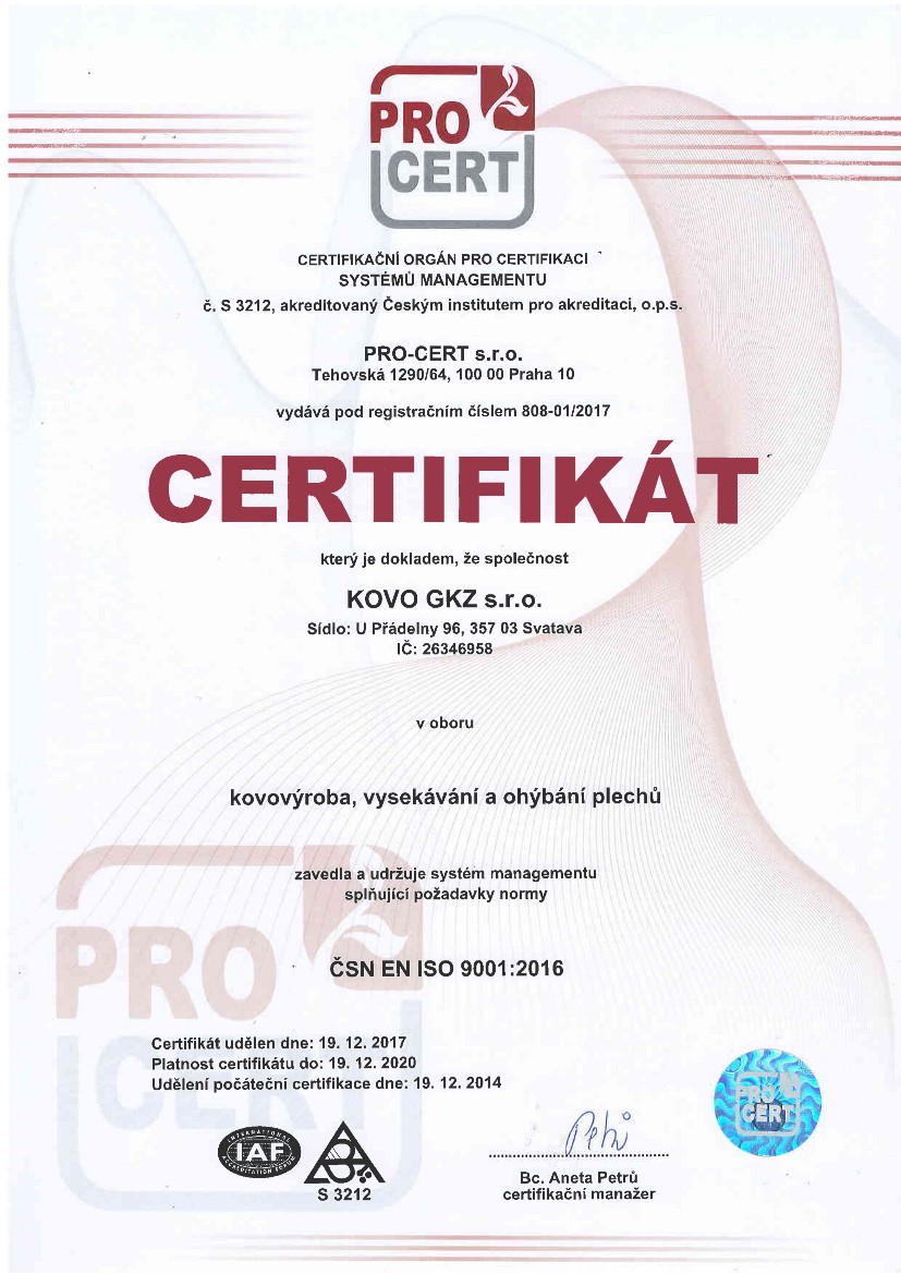 Certifikát_KOVO Děčín spol. s r.o._9001_ČJ_01